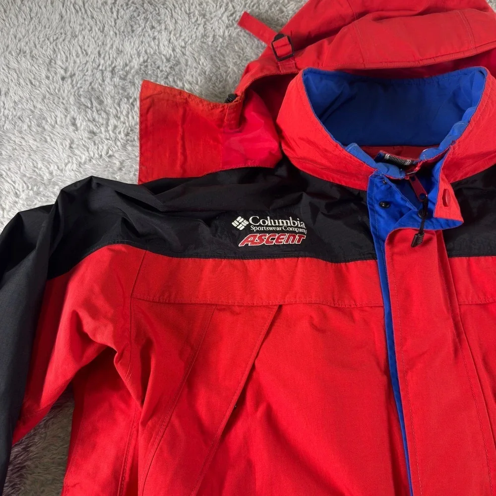 Columbia Sportswear Ascent Omni-Tech Parka Jacket Mens XL Red‎ Black Vintage